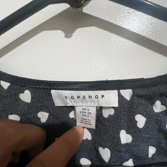 Topshop Heart Print Midi Wrap Dress Black White size 2 - Picture 3 of 10